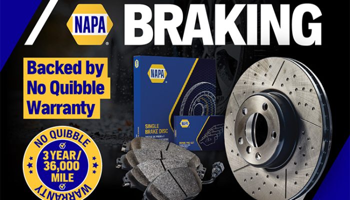 Europe: NAPA Braking components guaranteed by 3-year No Quibble warranty