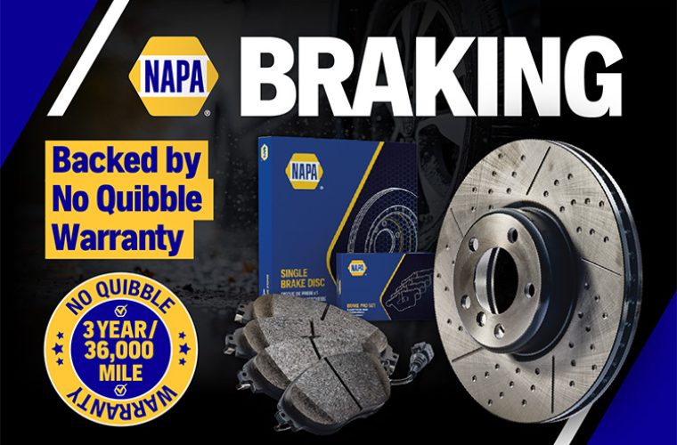 Europe: NAPA Braking components guaranteed by 3-year No Quibble warranty