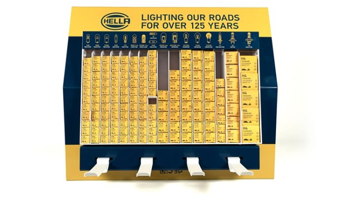 HELLA rolls out single-box bulb displays for factors and garages